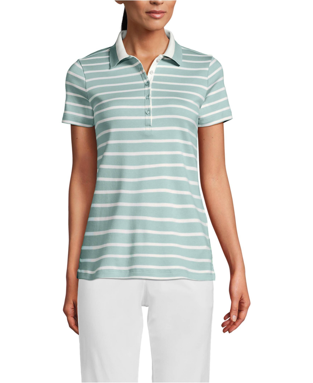 Women's Supima Cotton Polo Shirt - Black plumeria