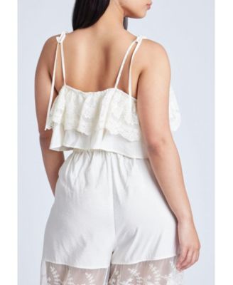 Women's Plus Size Camisole Lace Crop Top