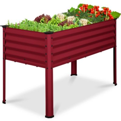 48x24x30in Elevated Galvanized Metal Garden Bed w/ Corner Protectors