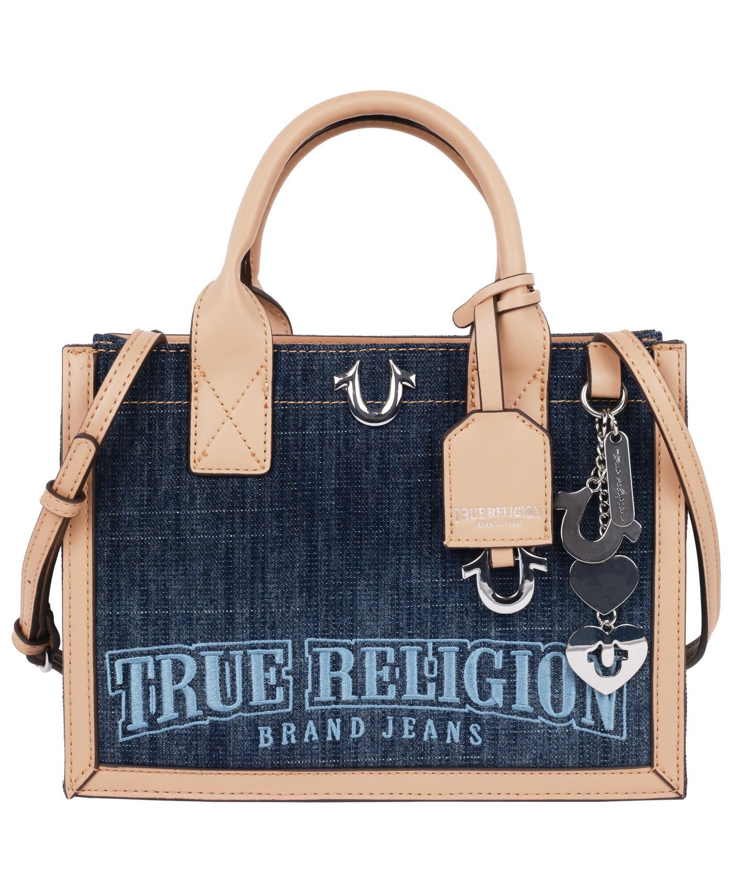 Женская сумка True Religion Bombe Logo Denim Tote, цвет: Тёмный джинсовый — фото 1