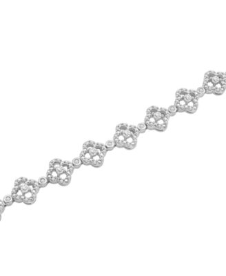 Diamond Clover Tennis Bracelet (1 ct. t.w.) in 14k White Gold or 14k Yellow Gold, Exclusively at Macy's