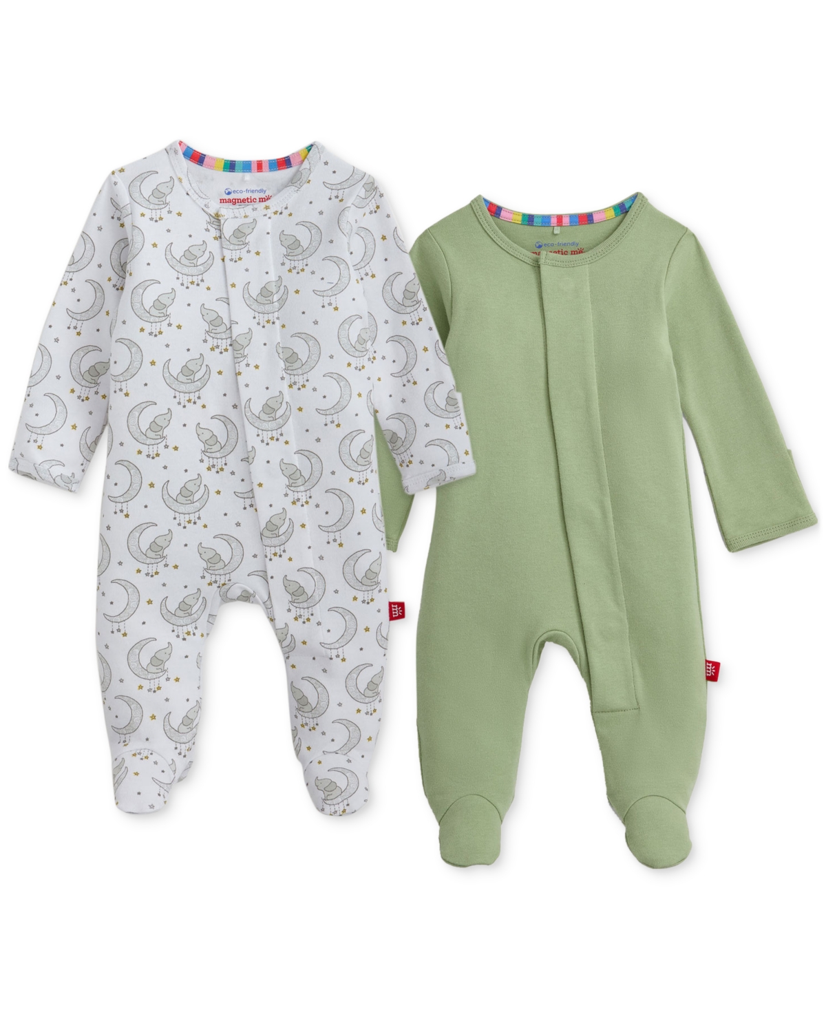 Magnetic Me Baby Cotton Footed Coveralls, 2 Pack In Green