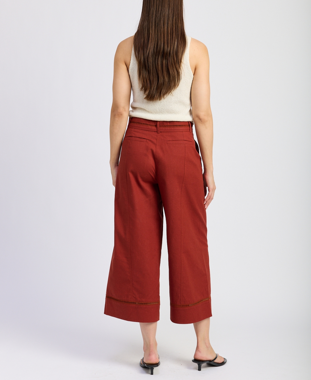 En Saison Megumi Wide Leg Pants In Red Current In Red