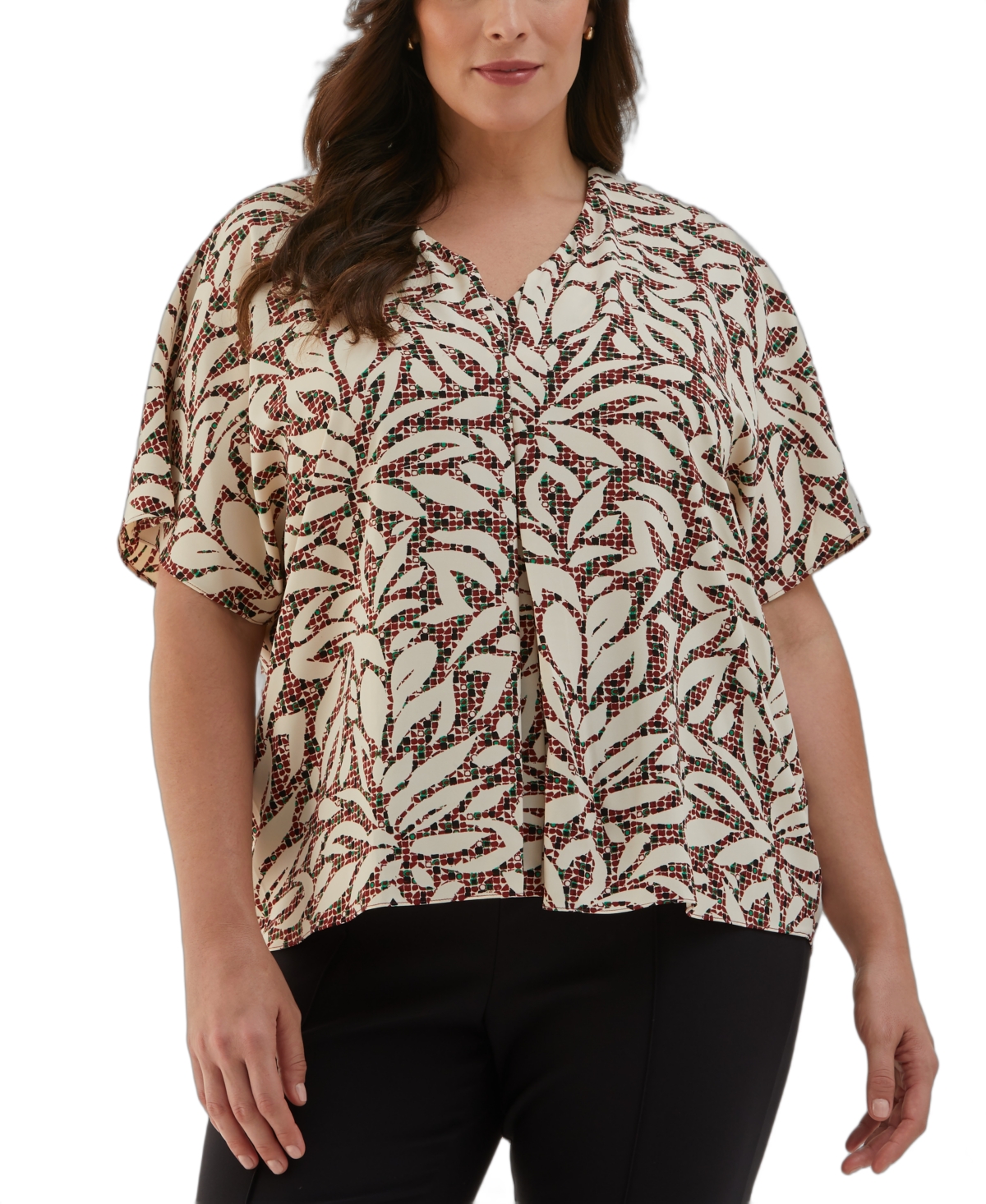 Plus Size Layered Dolman Short Sleeve Top - White Swan