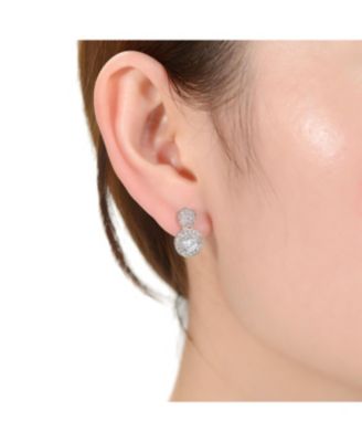 White Gold Plating with Clear Cubic Zirconia Stud Earrings