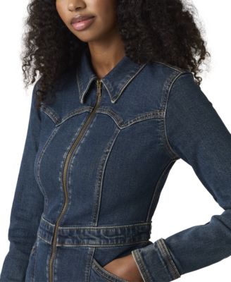 Premium Women's Retro Denim Bodycon Mini Dress