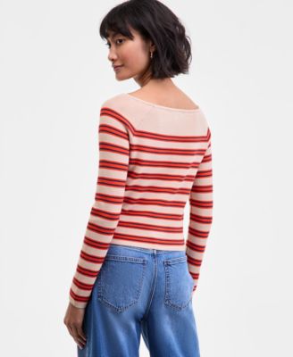 Women's Striped Boat-Neck Long-Sleeve Sweater, Macy's Exclusive 