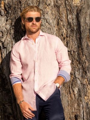 Men's Regular Fit Long Sleeve Linen Shirt