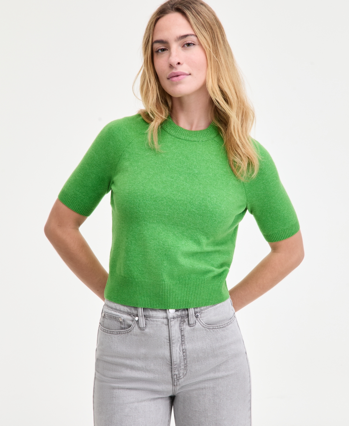 On 34th Women's Ribbed T-shirt, Created For Macy's In Green