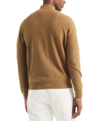 Men's Textured Quarter-Zip Colorblocked Sweater