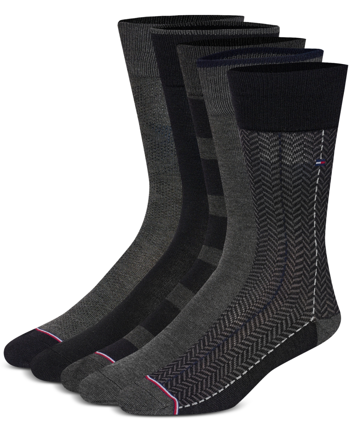 Men's 5-Pk. Rugby Crew Socks - Black Assorted
