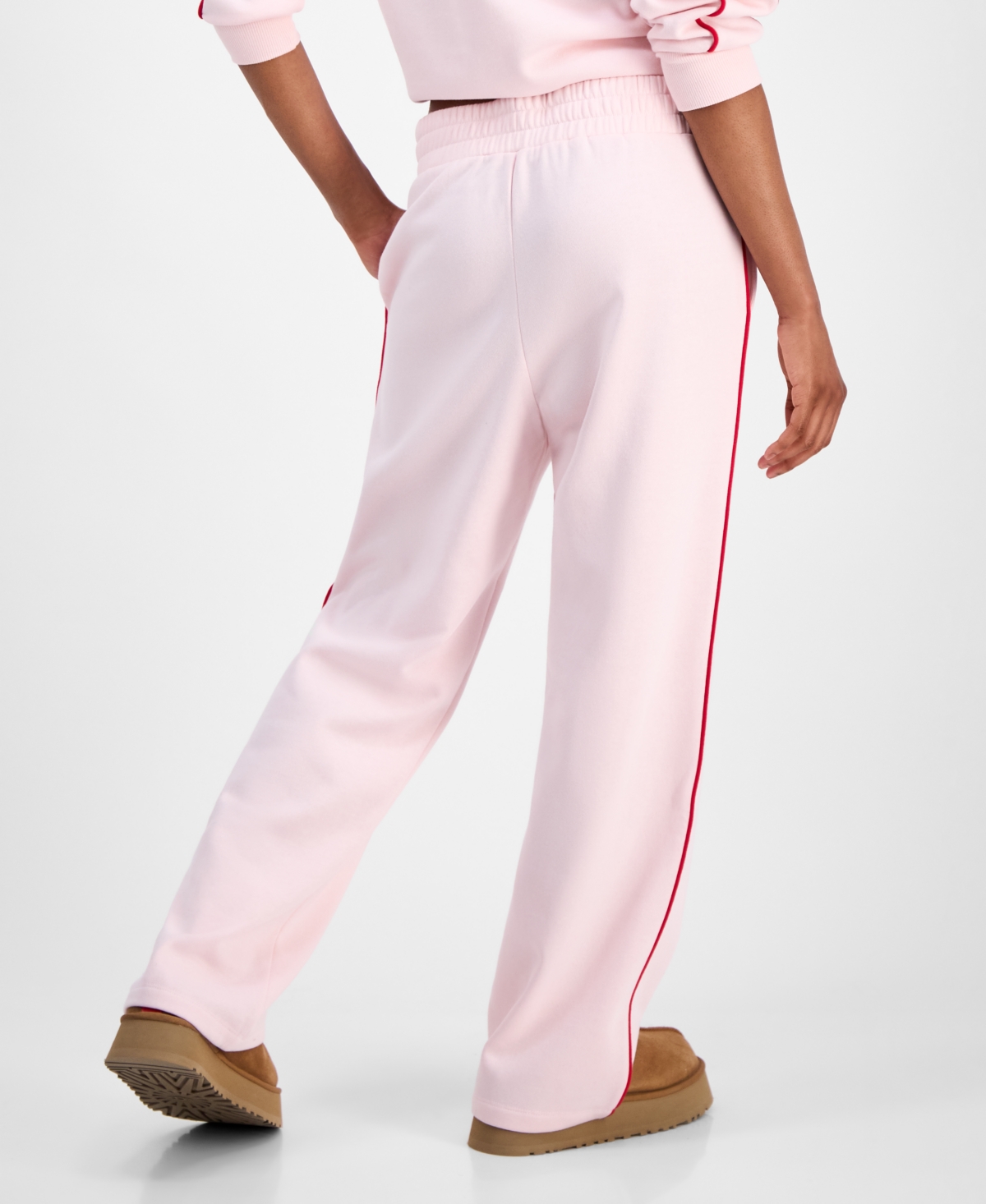 Rebellious One Juniors' V-waist Piped Sweatpants In Pink