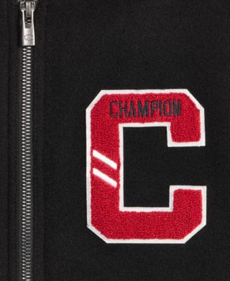 Men's Mixed-Media Varsity Bomber Jacket