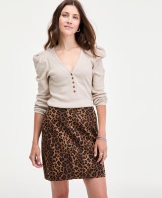 Women's Sketchy Leopard-Print Mini Skirt, Macy's Exclusive 