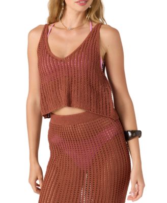 O'Neill - Juniors' Cropped Crochet Tank Top Cover-Up