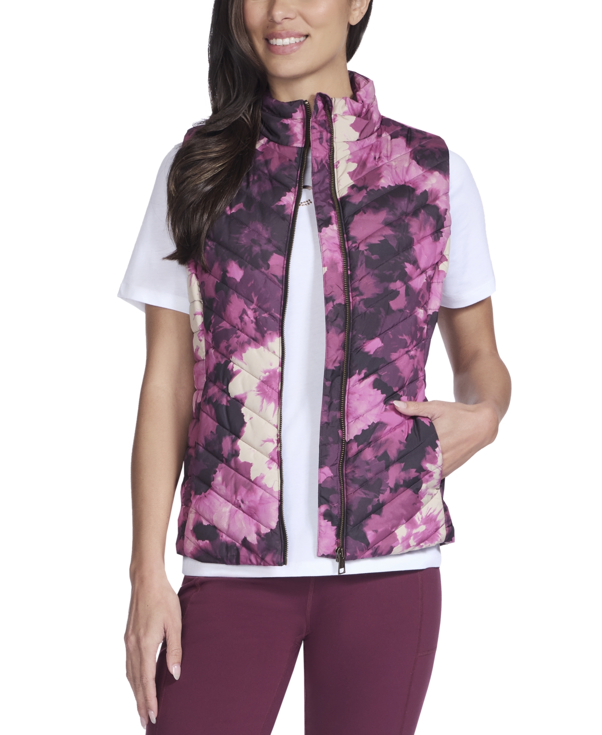 Skechers Women's On-the-go Zip-front Luxe Vest In Purple