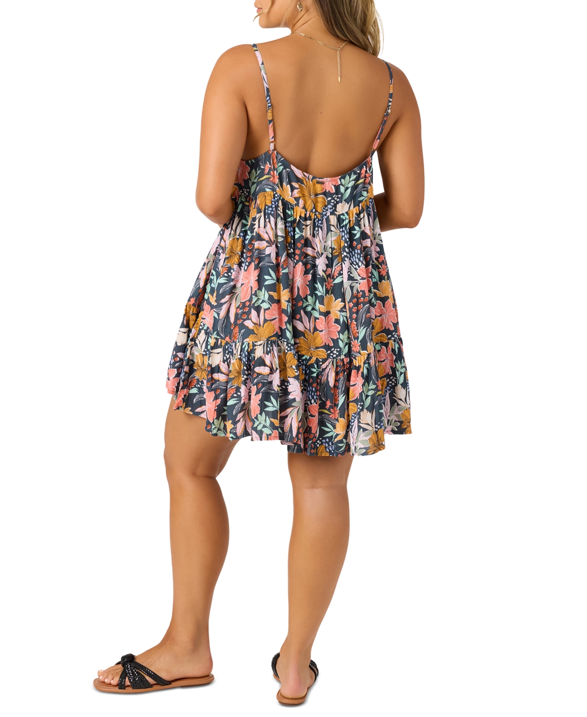 O'neill Juniors' Saltwater Essentials Rilee Printed Cover-up Dress In Gray