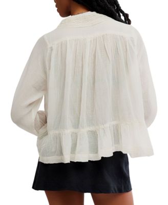 Women's Elodie Lace-Trim Button-Front Blouse