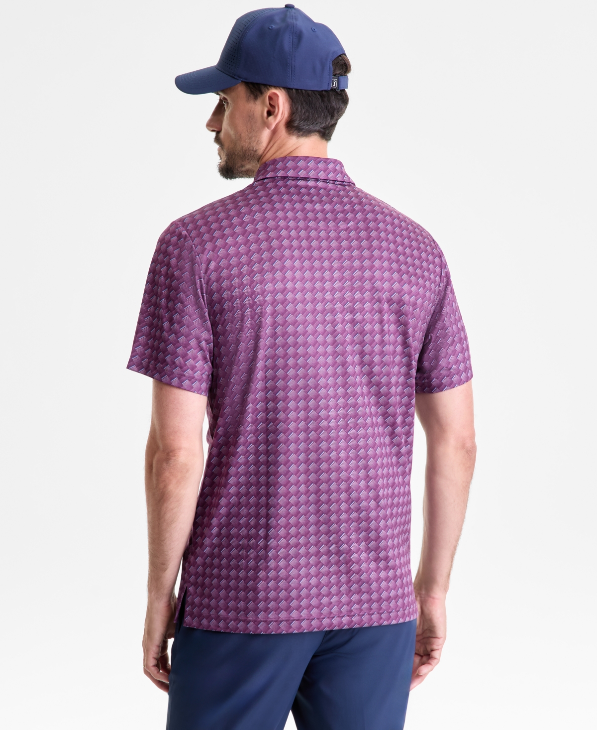 Pga Tour Men's All-over Geometrical Polo Shirt In Purple