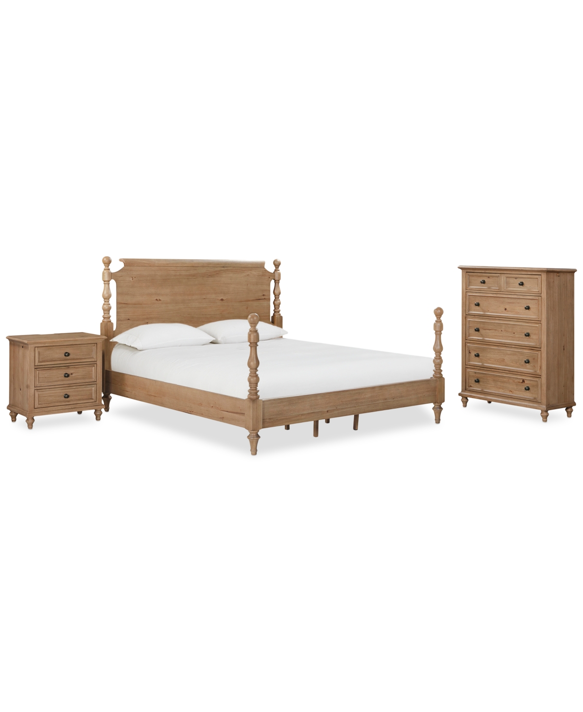 Macy's Willowmere 3-pc Queen Bedroom Set (bed, Nightstand, Chest) Created For . In Brown