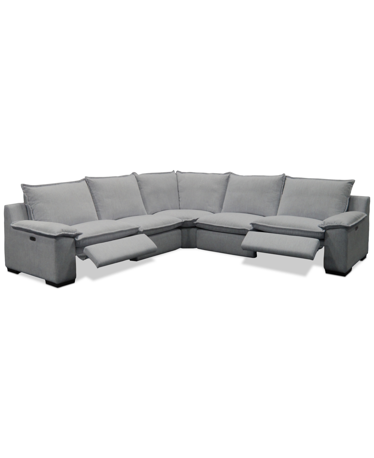 Macy's Borsi 5-pc. Sectional With 2 Power Recliners In Gray