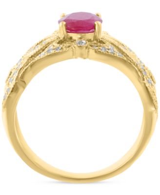 EFFY&reg; Ruby (1-3/8 ct. t.w.) & Diamond (1/3 ct. t.w.) Openwork Statement Ring in 14k Gold