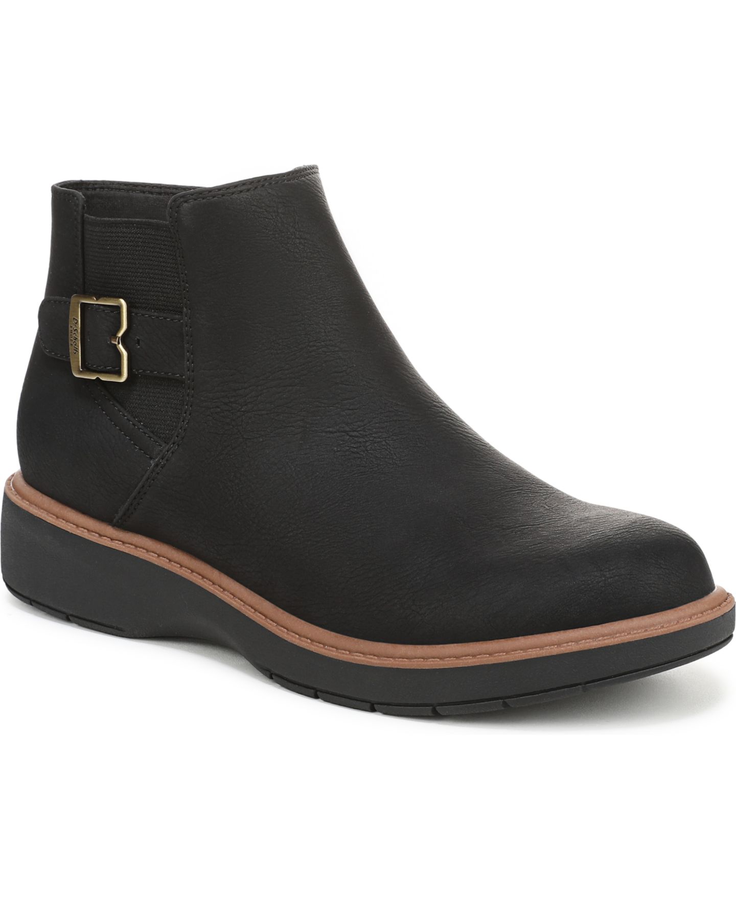 Женские ботинки Dr. Scholl's Calm One Round Toe Chelsea Short, цвет: Чёрная искусственная кожа — фото 1
