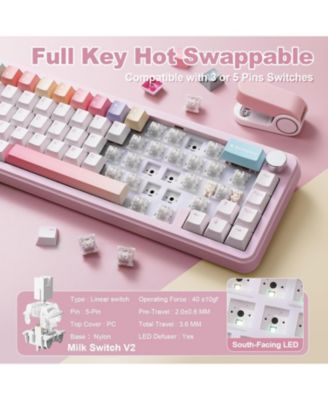 B68 Wireless Mechanical Keyboard,Tri-Mode BT5.0/2.4GHz/USB-C Hot Swappable Creamy Typing Gasket Mounted for Win/Mac (Milk V2 Switch)