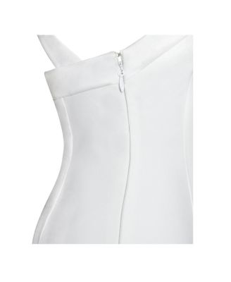 Women's Barbra White Cross Straps Bodycon Mini Dress with Bubble Hem