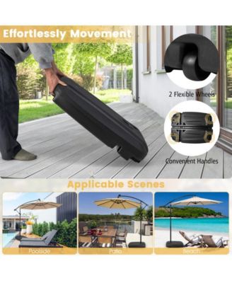 Fillable Universal Offset Umbrella Base with Cross Base and Wheels