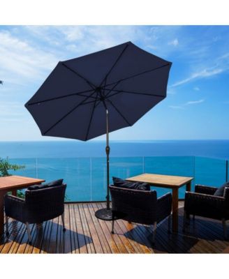 9 Feet Solar LED Lighted Patio Market Umbrella with Tilt Adjustment without Base