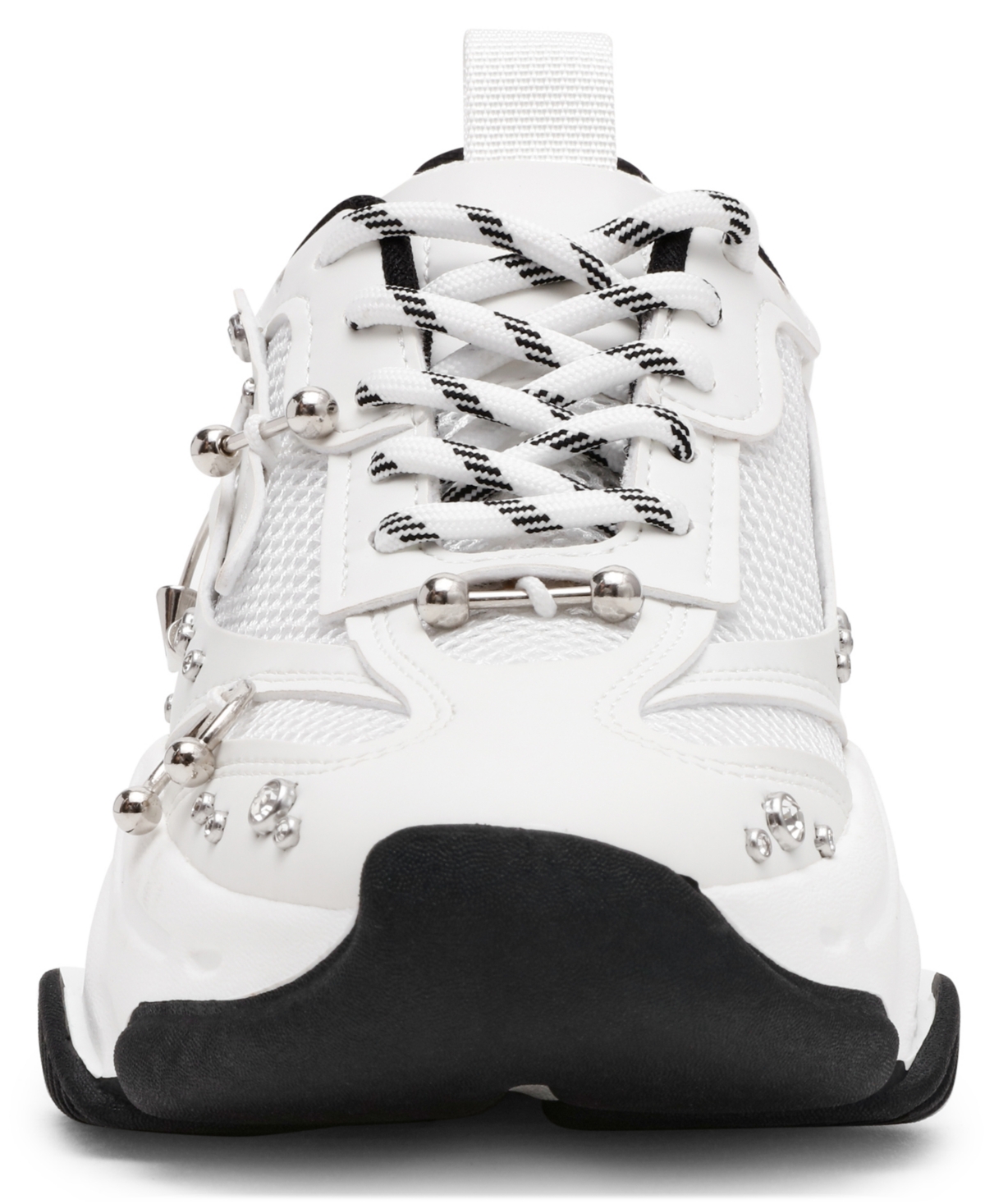 Steve Madden Women's Possession Piercing-embellished Lace-up Sneakers In White