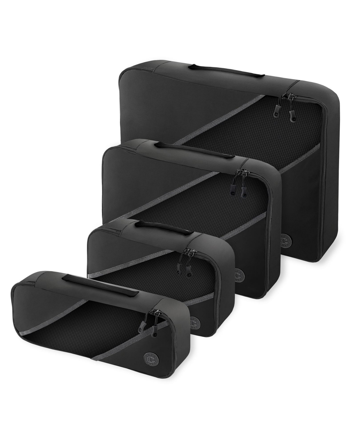 Packing Cubes 4 Piece Travel Luggage Organizer Set - Grey - Black