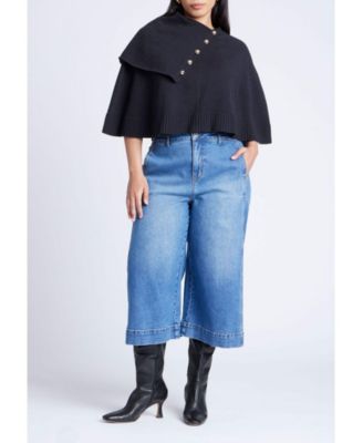 Women's Button Detail Sweater Poncho