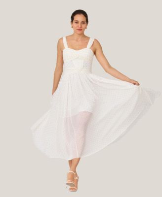 Women's Metallic Print Twist Pleated Midi Dress