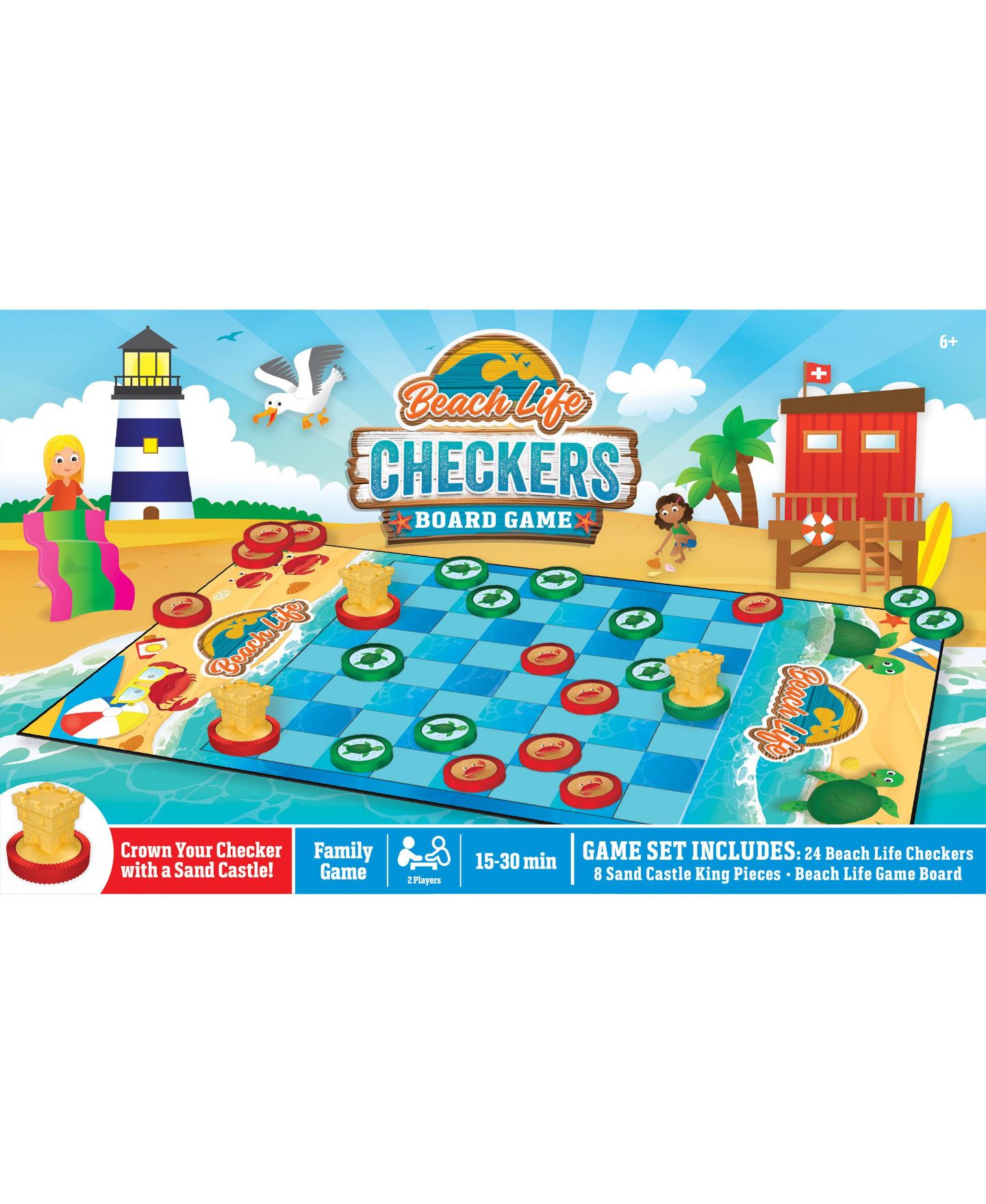 Детская настольная игра MasterPieces Puzzles Beach Life Checkers Board Game — фото 1