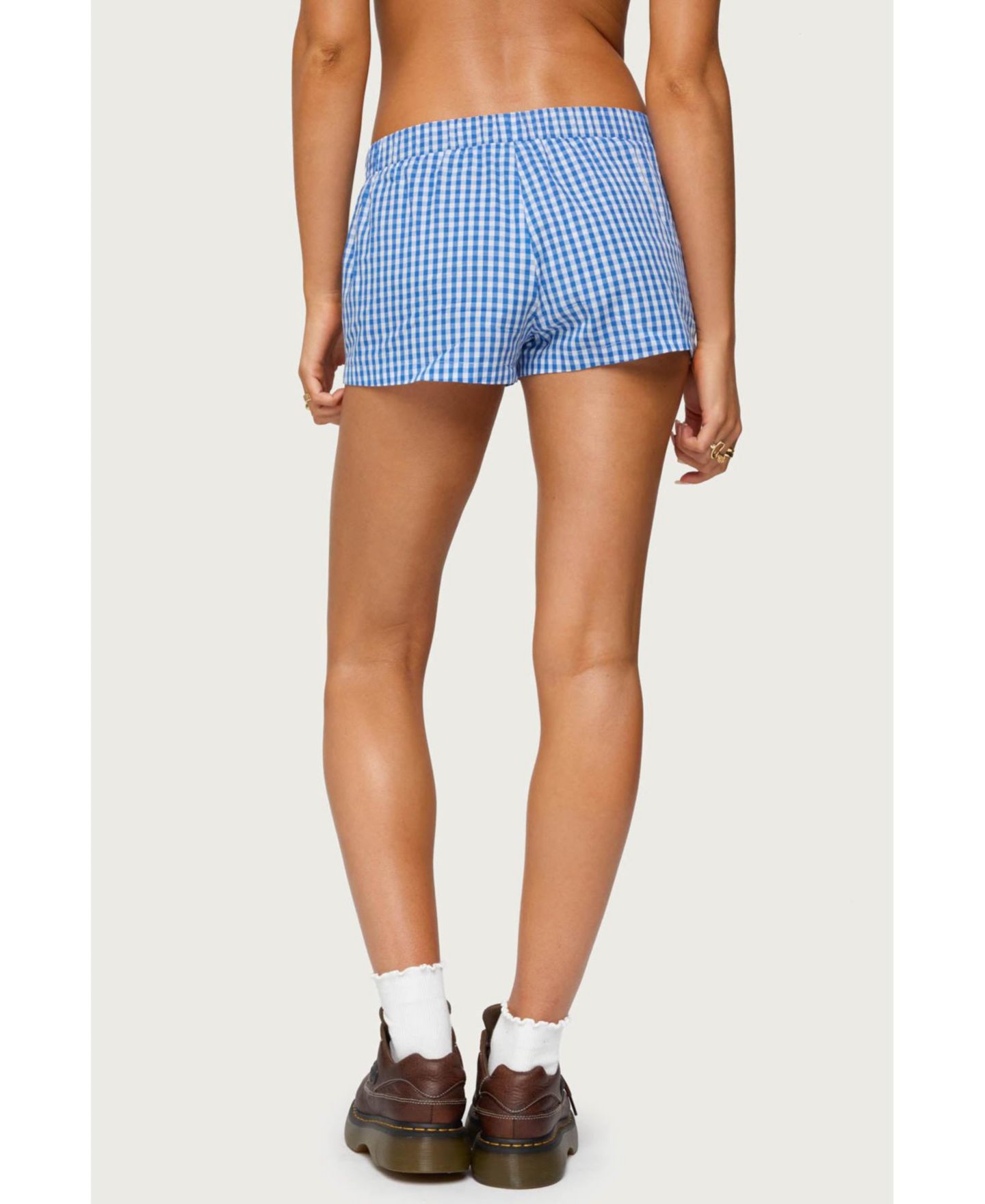 Женские трусы Edikted Maryanne Gingham Boxer Shorts, цвет: Синий — фото 2