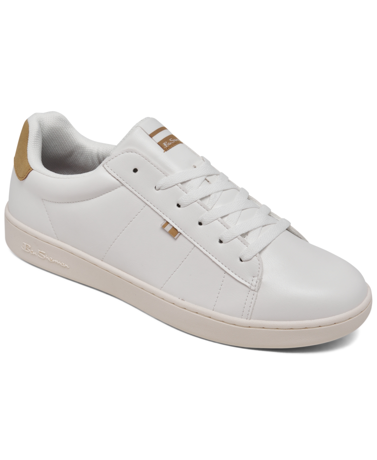 Men's Hampton Low Court Casual Sneakers from Finish Line - White/Tan