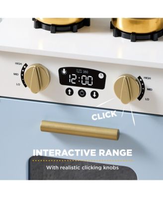 Pretend Play Cottage Kitchen Wooden Toy Set for Kids w/ 5 Accessories, Oven