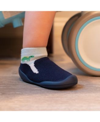 Baby Boy First Walk Sock Shoes Navy Dash