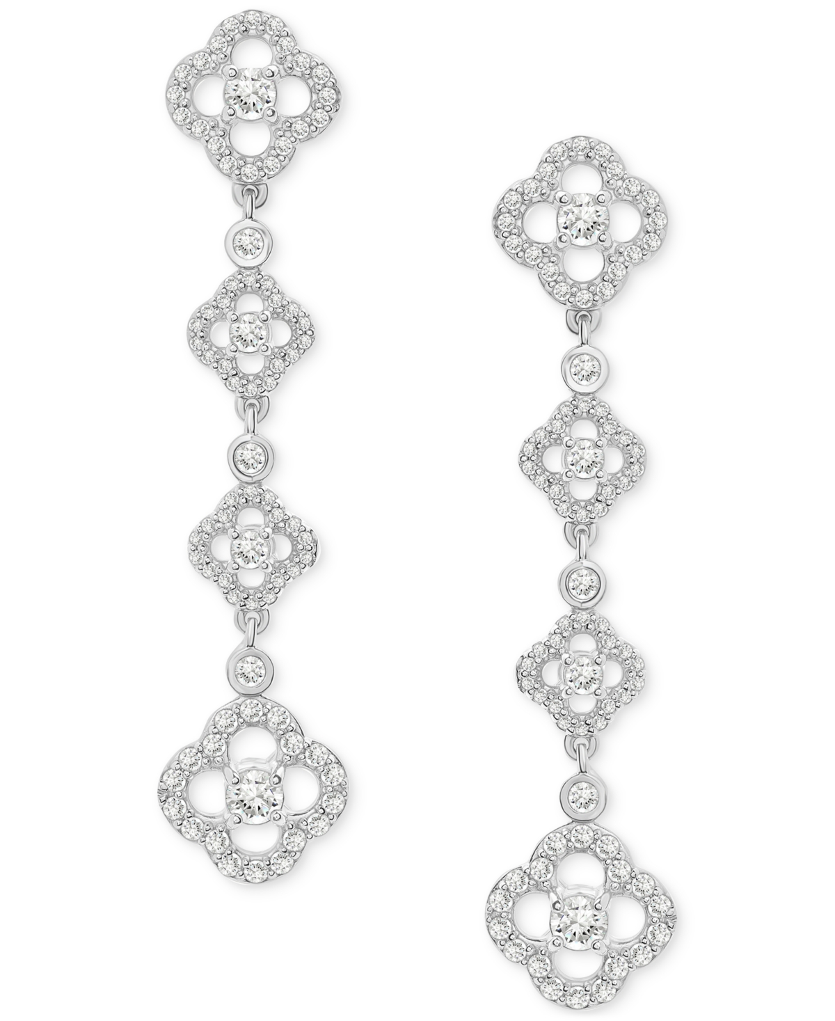 Diamond Clover Drop Earrings (1-1/2 ct. t.w.) in 14k White Gold, Exclusively at Macy's - White Gold