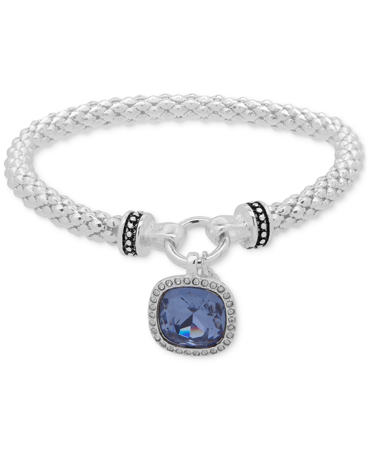 Pave & Stone Stretch Bracelet - Blue