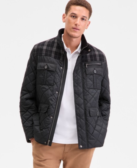 Мужские Cole Haan Men's Mixed Media Quilted Jacket