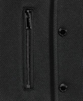 Men's Textured Varsity Zip Bomber Jacket