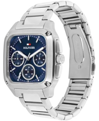 Men's Multifunction Silver Tone Stainless Steel Bracelet Watch, 39mm