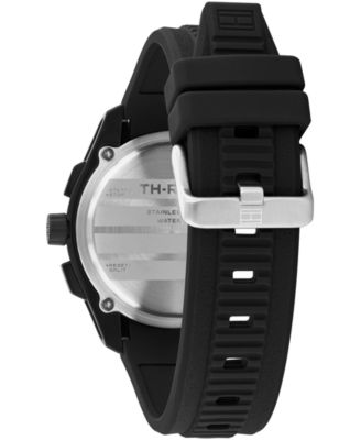 Men's Chronograph Black Silicone Strap Watch, 44mm