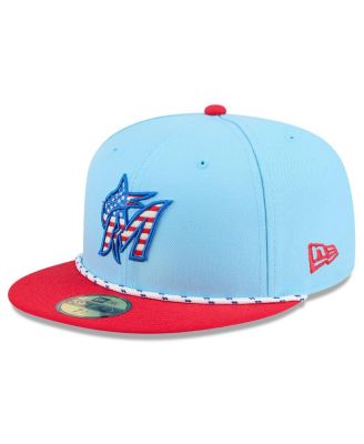 New Era - Men's Light Blue/Red Miami Marlins 2025 Fourth of July 59FIFTY Fitted Hat