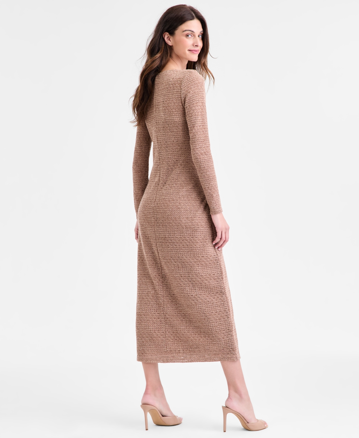 Connected Women's Long-sleeve Slip Lace Maxi Dress In Multi