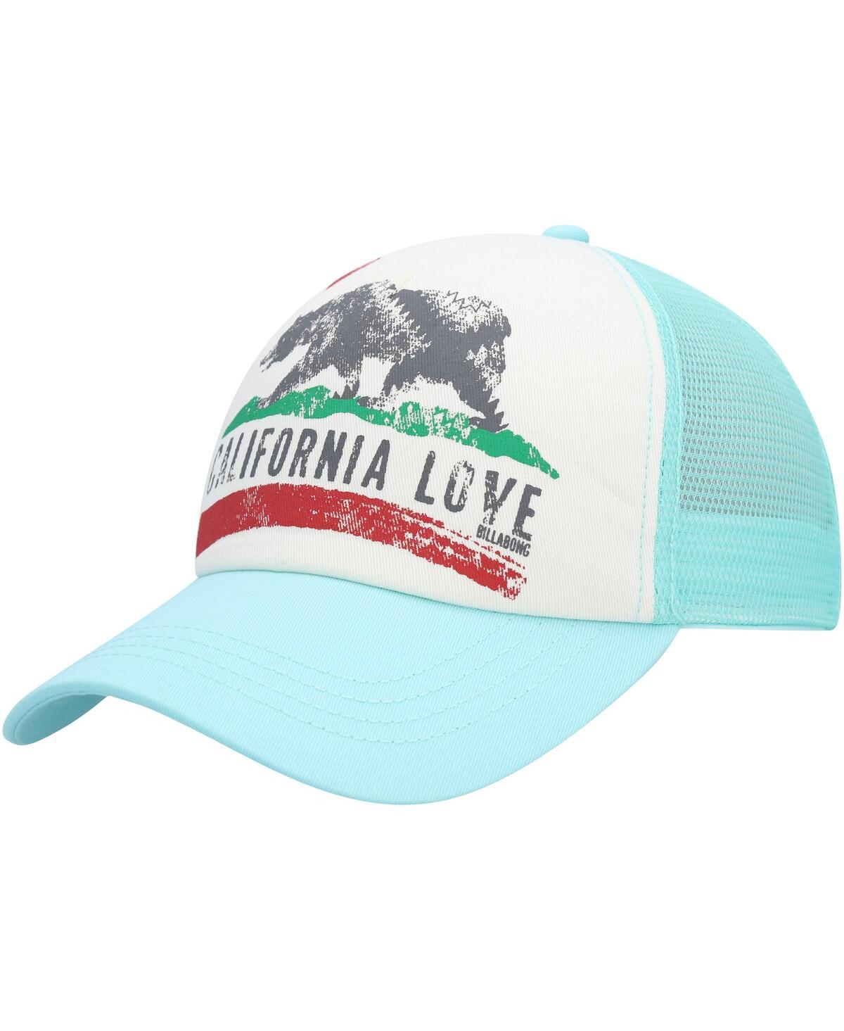 Women's White/Aqua Pitstop Trucker Snapback Hat - White, Aqua
