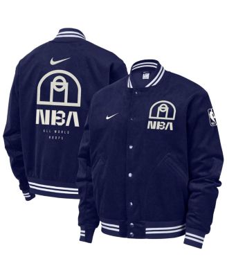 Nike - Men's Blue NBA All World Hoops Team 31 Trend Corduroy Full-Snap Bomber Jacket